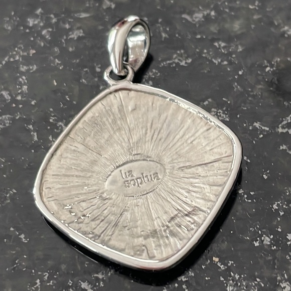 Lia Sophia pendant, silver/ black scrollwork, like new - Picture 2 of 4